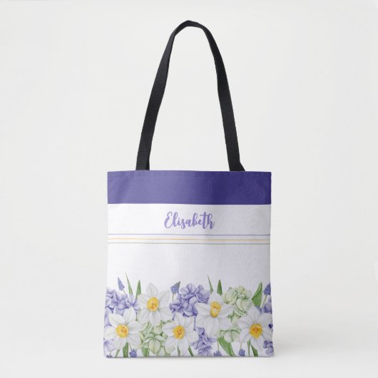 Gepersonaliseerde Waterverf Floral - Aangepaste na Tote Bag (Voorkant)