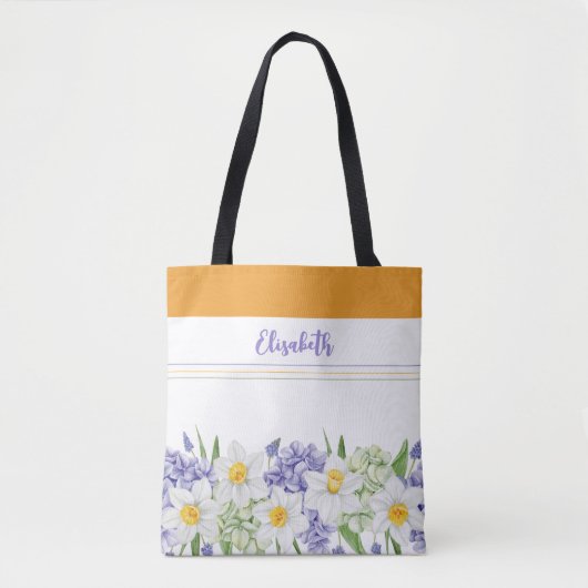 Gepersonaliseerde Waterverf Floral - Aangepaste na Tote Bag (Voorkant)
