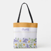 Gepersonaliseerde Waterverf Floral - Aangepaste na Tote Bag (Achterkant)