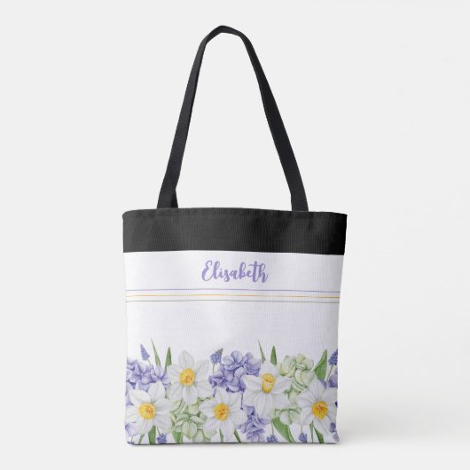 Gepersonaliseerde Waterverf Floral - Aangepaste na Tote Bag (Achterkant)