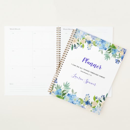 Gepersonaliseerde Waterverf Floral Christelijk Pla Planner (Display)