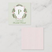 Gepersonaliseerde Waterverf Floral Crest Initiaal  Notitiekaartje (Voorkant / Achterkant)