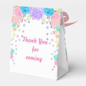 Gepersonaliseerde Waterverf Floral Eenhoorn Verjaa Bedankdoosjes (Achterkant)