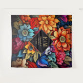 Gepersonaliseerde Waterverf Floral Fiesta bruiloft Wandkleed (Voorkant (horizontaal))