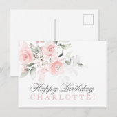 GEPERSONALISEERDE Waterverf Floral HAPPY BIRTHDAY Briefkaart (Voorkant / Achterkant)