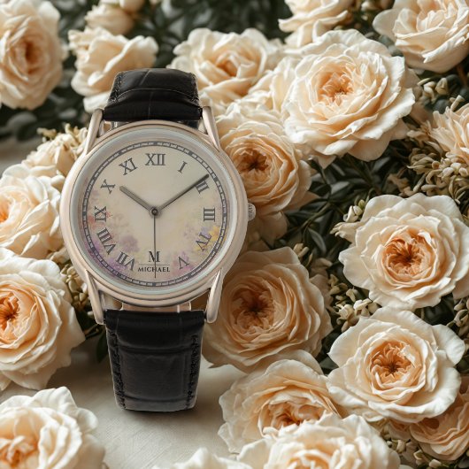 Gepersonaliseerde Waterverf Floral Mannen's Watch Horloge
