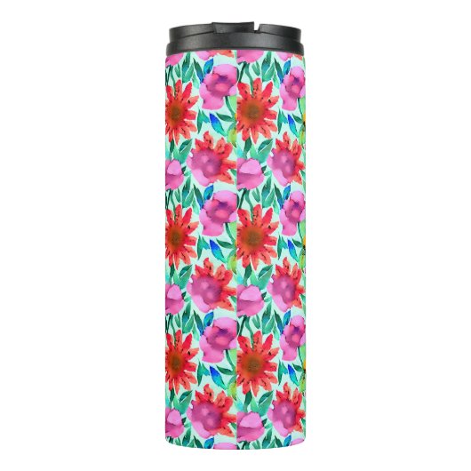 Gepersonaliseerde  Waterverf Floral Thermosbeker (Achterkant)