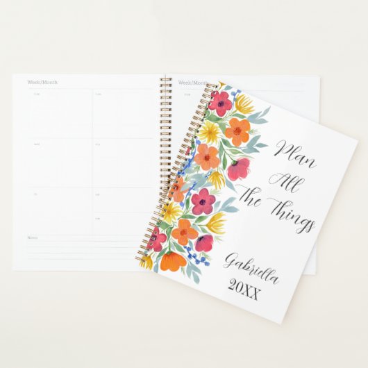 Gepersonaliseerde Waterverf Florals Planner (Display)