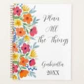 Gepersonaliseerde Waterverf Florals Planner (Voorkant)