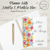 Gepersonaliseerde Waterverf Florals Planner