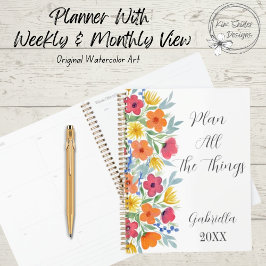 Gepersonaliseerde Waterverf Florals Planner