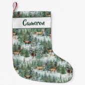 Gepersonaliseerde Waterverf Forest Deer Kleine Kerstsok (Voorkant)
