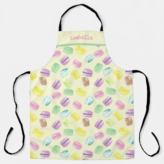 Gepersonaliseerde Waterverf Franse Macarons |Macar Schort (Voorkant)