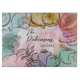 Gepersonaliseerde Waterverf fruit Snijplank