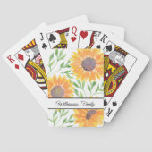 Gepersonaliseerde Waterverf Gele Zonnebloemen Pokerkaarten (Achterkant)