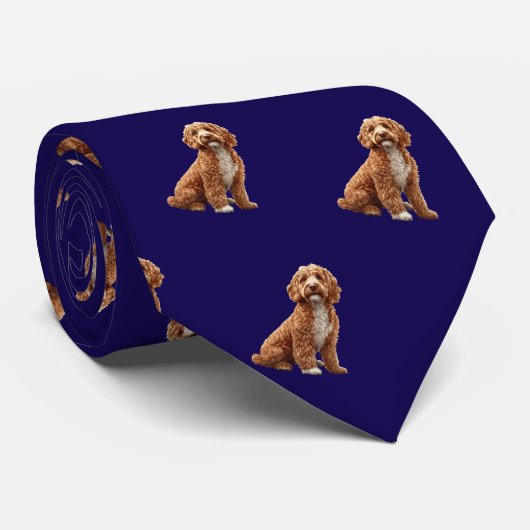 Gepersonaliseerde Waterverf Goldendoodle Pet Stropdas (Opgerold)