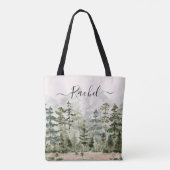 Gepersonaliseerde Waterverf Green Pine Forest Moun Tote Bag (Achterkant)
