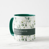 Gepersonaliseerde Waterverf Greenery Elegant Flori Mok (Voorkant links)