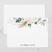 Gepersonaliseerde Waterverf Greenery White Floral  Notitiekaartje (Voorkant / Achterkant)