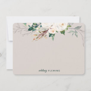 Gepersonaliseerde Waterverf Greenery White Floral  Notitiekaartje