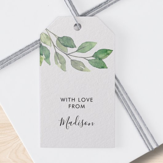 Gepersonaliseerde Waterverf groen Cadeaulabel