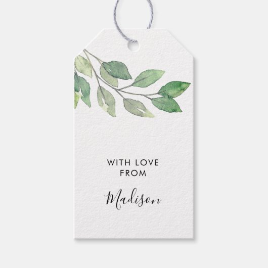 Gepersonaliseerde Waterverf groen Cadeaulabel (Voorkant)