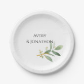 Gepersonaliseerde waterverf groen en faux goud papieren bordje (Voorkant)