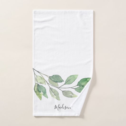 Gepersonaliseerde Waterverf groen Handdoek (Handdoek)