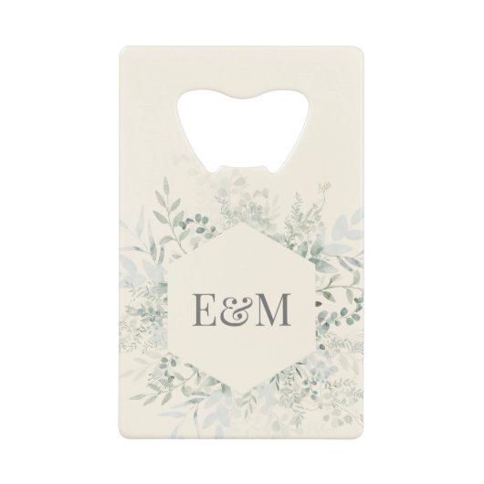 Gepersonaliseerde Waterverf Groen Huwelijksgunst Creditkaart Flessenopener (Voorkant)