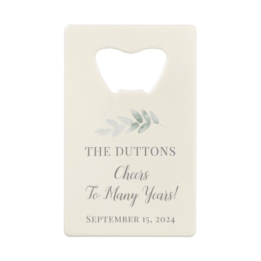 Gepersonaliseerde Waterverf Groen Huwelijksgunst Creditkaart Flessenopener (Achterkant)