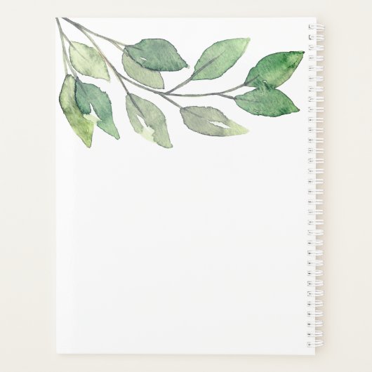 Gepersonaliseerde Waterverf groen Planner (Achterkant)