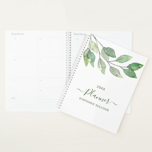 Gepersonaliseerde Waterverf groen Planner (Display)