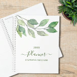 Gepersonaliseerde Waterverf groen Planner<br><div class="desc">Deze botanische planner is versierd met eenvoudige waterverf groen. Gemakkelijk aan te passen met jouw naam en jaar. Originele Waterverf © Michele Davies.</div>