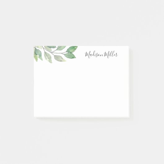 Gepersonaliseerde Waterverf groen Post-it® Notes (Voorkant)