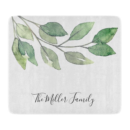 Gepersonaliseerde Waterverf groen Snijplank (Voorkant)