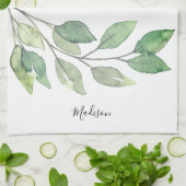 Gepersonaliseerde Waterverf groen Theedoek (Gevouwen)