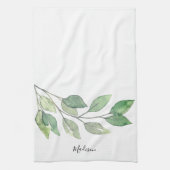 Gepersonaliseerde Waterverf groen Theedoek (Verticaal)