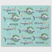 Gepersonaliseerde Waterverf Grote Witte Haai Cadeaupapier (Vlak)