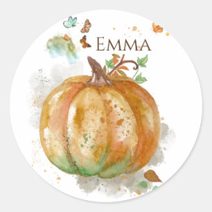 Gepersonaliseerde Waterverf Handgeschilderde Pompo Ronde Sticker