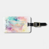 Gepersonaliseerde Waterverf Harp Bagagelabel (Voorkant horizontaal)