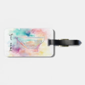 Gepersonaliseerde Waterverf Harp Bagagelabel (Achterkant horizontaal)