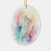 Gepersonaliseerde Waterverf Harp keramische Orname Keramisch Ornament (Rechts)