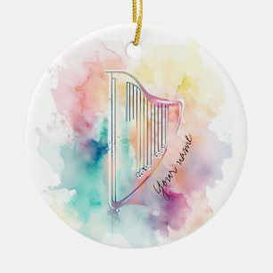 Gepersonaliseerde Waterverf Harp keramische Orname Keramisch Ornament