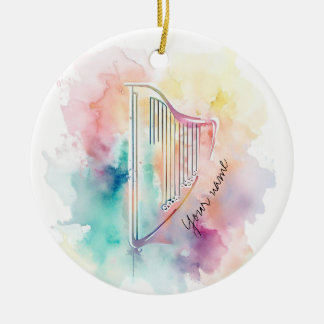 Gepersonaliseerde Waterverf Harp keramische Orname Keramisch Ornament