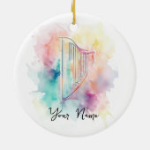 Gepersonaliseerde Waterverf Harp keramische Orname Keramisch Ornament (Achterkant)