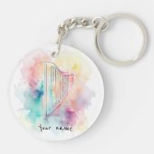 Gepersonaliseerde Waterverf Harp Sleutelhanger (Achterkant)