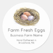 Gepersonaliseerde Waterverf Hen Eggs Nest Karton L Ronde Sticker (Voorkant)