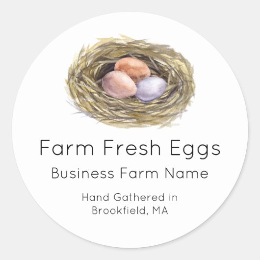 Gepersonaliseerde Waterverf Hen Eggs Nest Karton L Ronde Sticker (Voorkant)