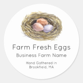 Gepersonaliseerde Waterverf Hen Eggs Nest Karton L Ronde Sticker