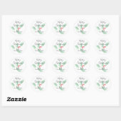 Gepersonaliseerde Waterverf Holly Merry Christmas Ronde Sticker (Vel)